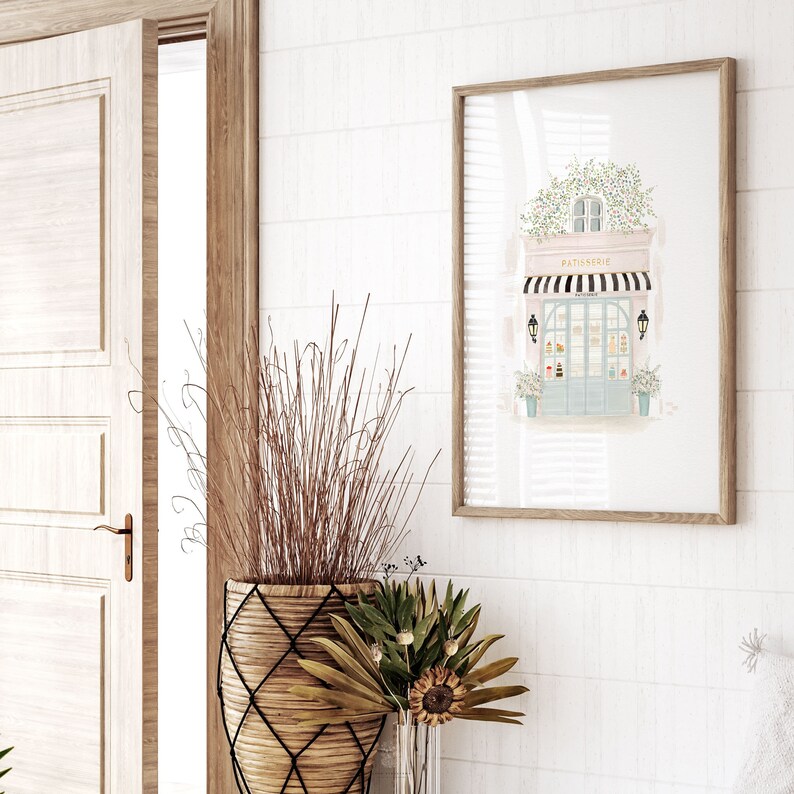 French patisserie print styled as elegant home decor, perfect for kitchen, nursery, or coffee shop wall art.