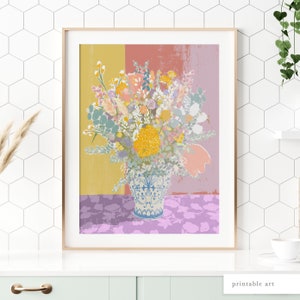 Bouquet Flowers Print, Floral Wall Art, Printable Wall Art, Floral Art Print, Wildflower Art Print, Chinoiserie Wall Art, Vase Art Print image 7