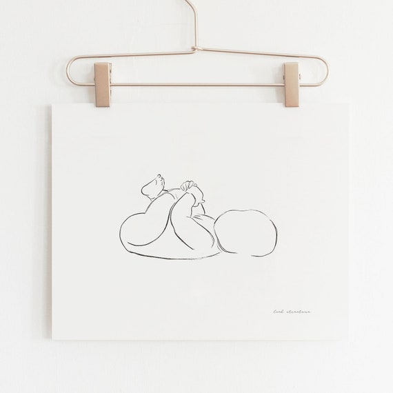 Minimalist Nursery Print Baby Illustration Line Drawing Etsy