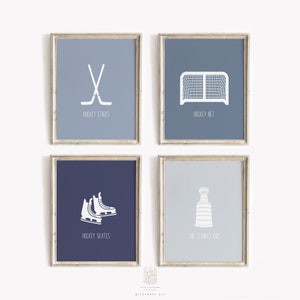 Hockey Wandkunst, druckbare Wandkunst, Kinder Sport Kunst, Hockey Dekor, Jungen Hockey, Kinderzimmer Wandkunst, Blau Kinder Wandkunst Sportkunst