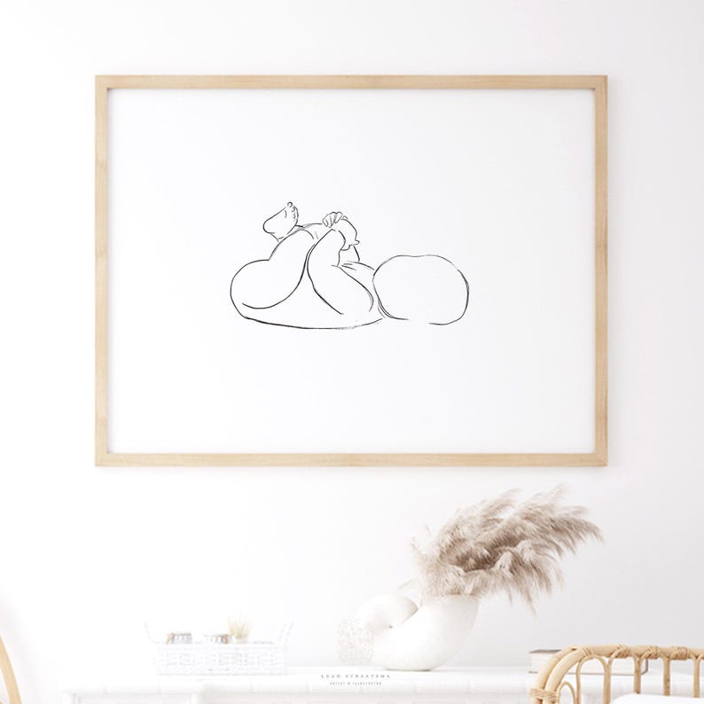 Baby Holding Toes Line Drawing Print: Minimalist Newborn Wall Art (Digital Download) image 5