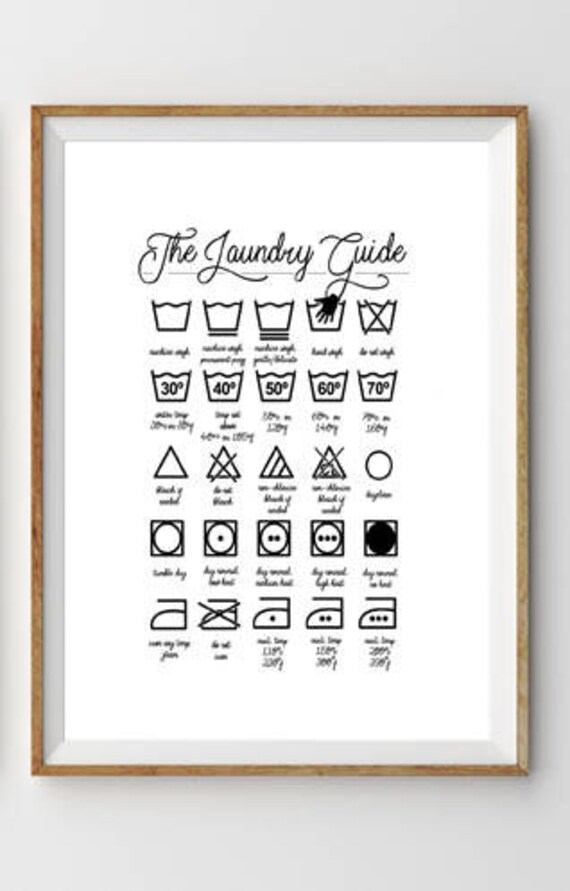 Laundry Symbols Print Printable Art Laundry Instructions Etsy