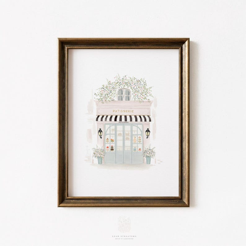 French Bakery Art, Paris Cafe Print, Printable Wall Art, Girls Room Decor, Patisserie Watercolor, Kitchen Wall Art, French Nursery Print image 2