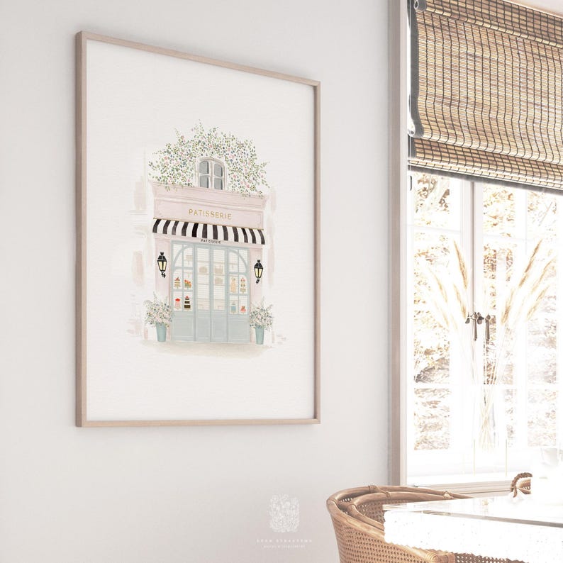 French Bakery Art, Paris Cafe Print, Printable Wall Art, Girls Room Decor, Patisserie Watercolor, Kitchen Wall Art, French Nursery Print image 6
