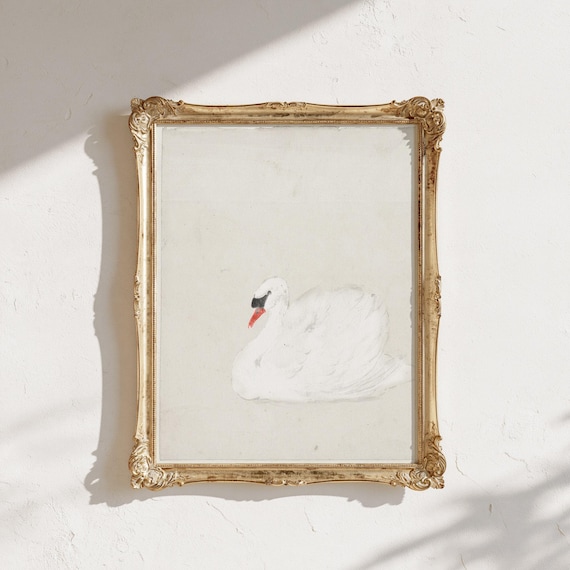 Swan Print - Vintage Watercolor Painting (Digital Download)