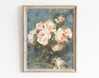 Rose Wall Art, Vintage Floral Print, Printable Wall Art, Rose Oil Painting, Antique Art Print, Rose Printable, Floral Wall Art, Rose Art