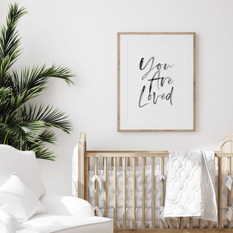 Black and White Love Typography Wall Art: Minimalist Nursery Quote image 5