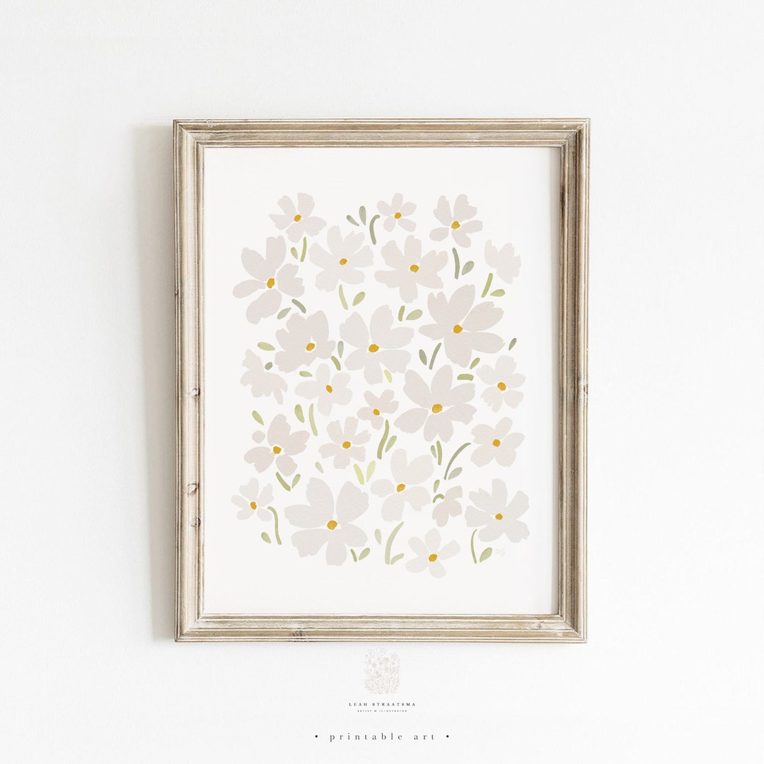 Daisy Flower Wall Art, White Flower Print, Printable Wall Art, Floral ...