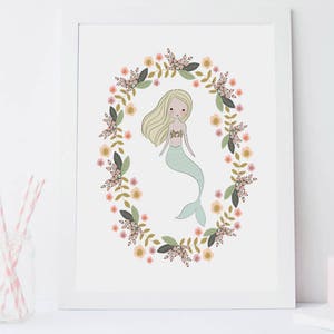 Mermaid Art Print, Printable Art, Mermaid Print, Mermaid Art, Mermaid Wall Art, Mermaid Printables, Mermaid Printable Sign, Mermaid Artwork image 3