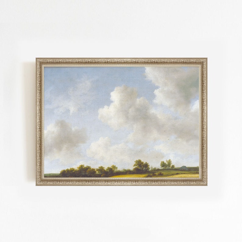 Vintage Cloud Print, Cloud Painting, Printable Wall Art, Kitchen Decor, Landscape Art Print, Vintage Landscape Art, Cloud Wall Art Print image 5