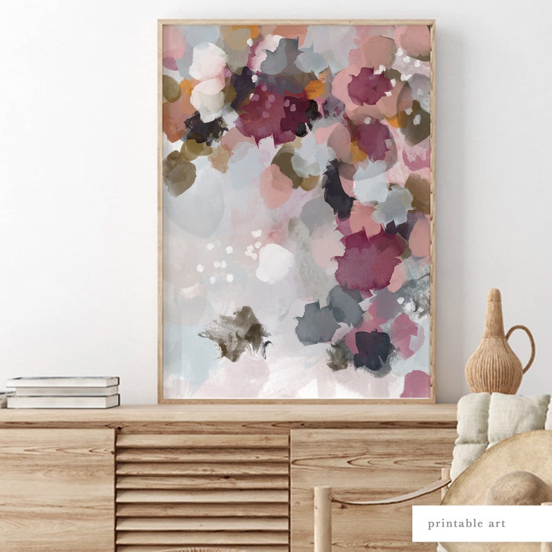 Purple Abstract Art, Printable Art, Colorful Wall Art, Modern Painting, Abstract Painting, Pretty Watercolor Print, Modern Print image 2