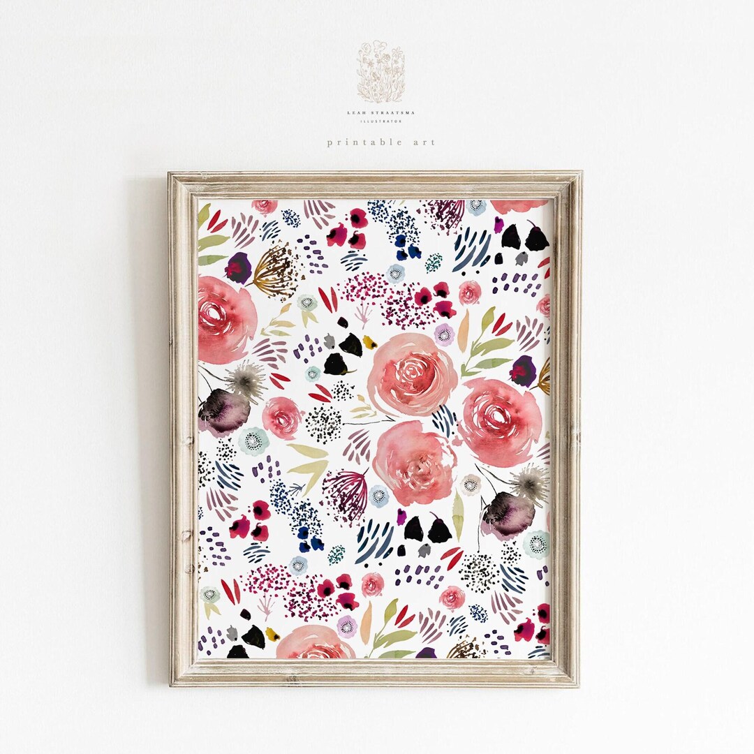 Watercolor Floral Print, Botanical Art, Printable Wall Art, Cottagecore ...