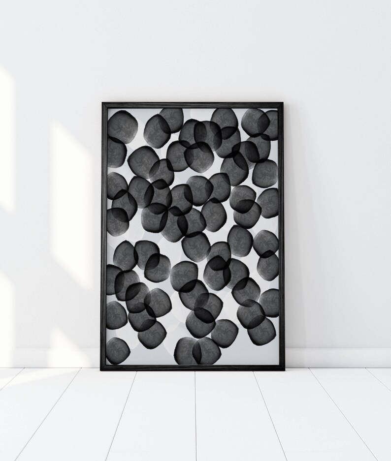 Black Dot Abstract Print Printable Art Watercolor Dots Wall Etsy