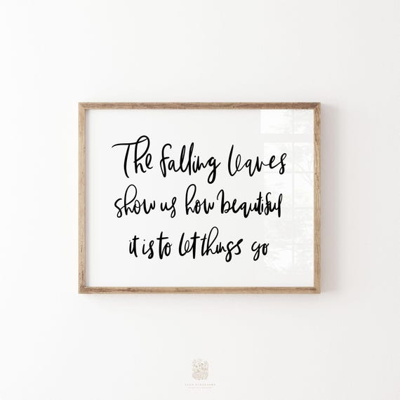 Autumn Quote Wall Art: 'falling Leaves' Seasonal Hand-lettered