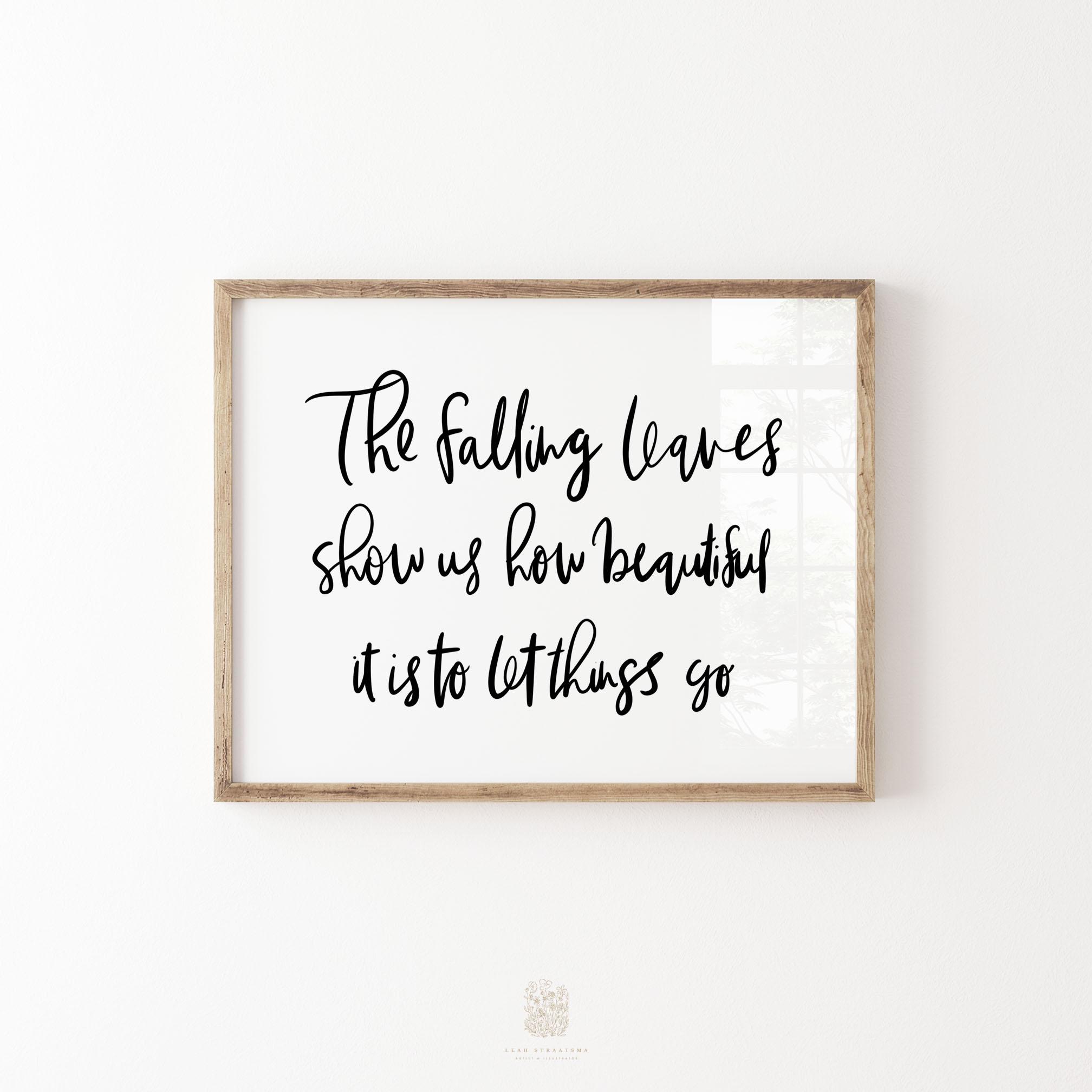 Autumn Quote Wall Art: 'falling Leaves' Seasonal Hand-lettered