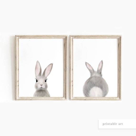 Bunny Wall Art, Printable Wall Art, Nursery Wall Art, Bunny Nursery Decor, Bunny Printable, Set of 2 Prints, Baby Animal Prints, Nursery Art