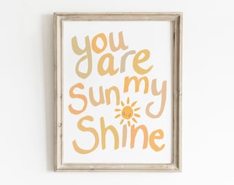 Sunshine Wall Art, Printable Wall Art, Inspirational Wall Art, Yellow Nursery Print, Kids Room Decor, Neutral Nursery Decor, Kids Art Print