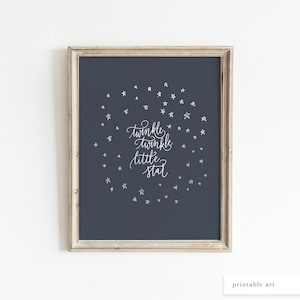Marine kinderkamer kunst, afdrukbare muurkunst, handgeletterd citaat, Twinkle Star Print, speelkamer decor, moderne babykamer kunst, neutrale kinderkamer print