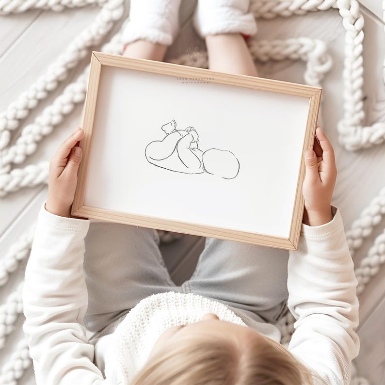 Baby Holding Toes Line Drawing Print: Minimalist Newborn Wall Art (Digital Download) image 2