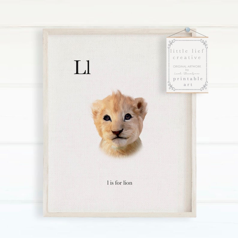 Lion Printable Baby Lion Wall Art Print Animal Alphabet Etsy