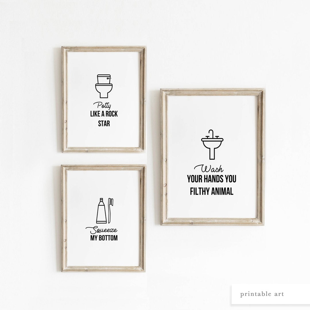Bathroom Prints for Kids, Funny Bathroom Art, Printable Wall Art