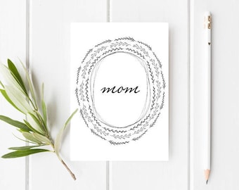 Printable Black and White Mother's Day Card - Modern Mother's Day Card - Minimal Mother's Day Card - Pretty Mother's day card - Digital Card