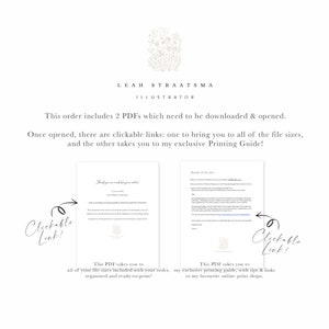 May include: Two PDFs with clickable links. One PDF includes all file sizes for a digital download, and the other PDF is a printing guide with tips and links to online print shops.