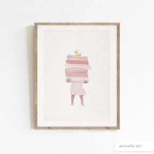 Girls Bathroom Decor, Printable Wall Art, Kids Bathroom Wall Art, Pink ...