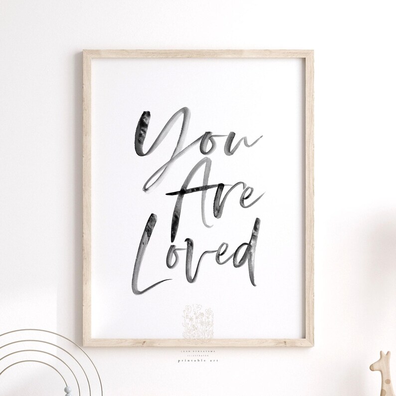 Black and White Love Typography Wall Art: Minimalist Nursery Quote image 6