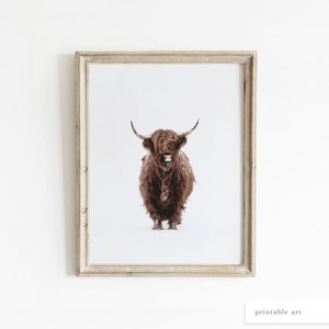 Highland Cow Wall Art, Printable Wall Art, Animal Wall Art, Printable Cow, Highland Cow Print, Winter Art, Scottish Cow Print, Nature Art