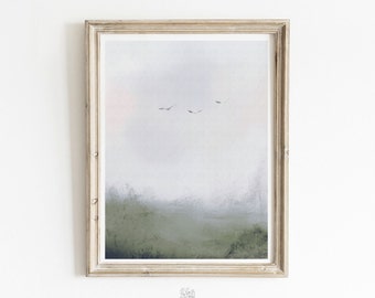 Abstract Nature Art, Minimalist Nature Print, Printable Wall Art, Abstract Landscape Print, Birds Print, Abstract Printable, Landscape Art