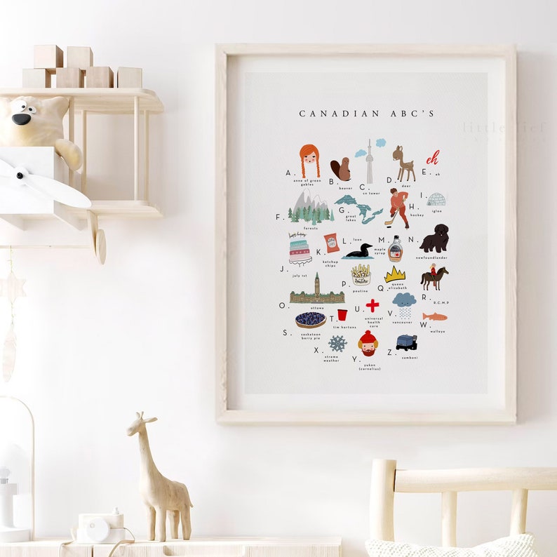 Kids ABC Printable Printable Wall Art Canada Gift Nursery Etsy