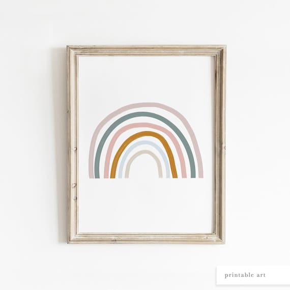 Rainbow Nursery Art, Rainbow Print, Gender Neutral Nursery, Rainbow Printable, Neutral Nursery Art, Kids Room decor, Boho Nursery, Kids Art
