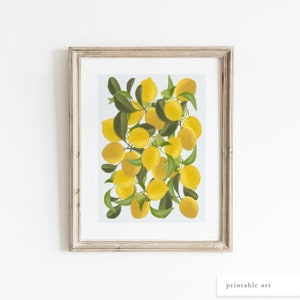 Lemon Print, Printable Wall Art, Lemon Decor, Lemon Wall Art, Kitchen Wall Decor, Kitchen Wall Art, Kitchen Art Print, Bathroom Wall Art