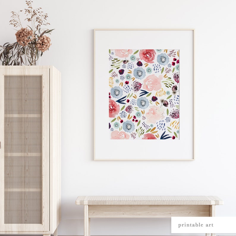 Floral Watercolor Printable, Printable Art, Floral Blooms Print, Floral Wall Art Print, Girls Room Decor, Nursery Decor, Floral Art Print image 5