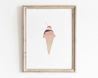Ice Cream Printable, Printable Wall Art, Food Wall Art, Ice Cream Wall Art, Nursery Prints, Ice Cream Decor, Art for Kids Room, Colorful Art