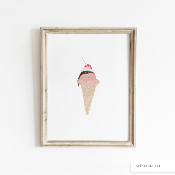 Ice Cream Printable, Printable Wall Art, Food Wall Art, Ice Cream Wall Art, Nursery Prints, Ice Cream Decor, Art for Kids Room, Colorful Art