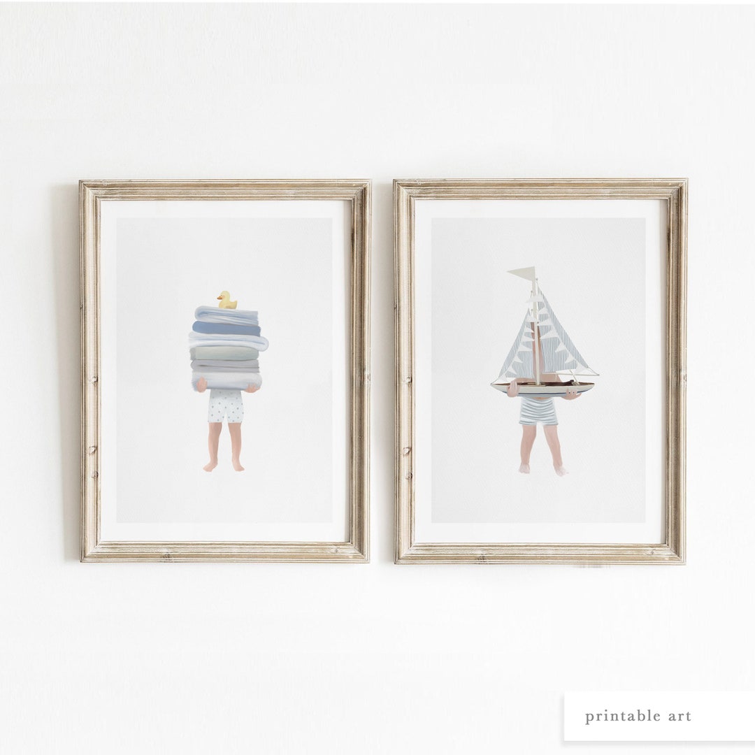Boys Bathroom Wall Art, Printable Wall Art, Coastal Bathroom Decor