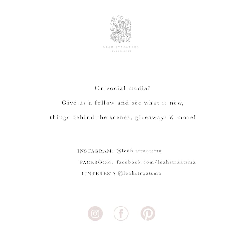 Puede incluir: Un gr&aacute;fico de texto blanco sobre un fondo blanco con el texto "&iquest;En las redes sociales? S&iacute;guenos y descubre qu&eacute; hay de nuevo, cosas detr&aacute;s de escena, sorteos y mucho m&aacute;s!" seguido de los identificadores de redes sociales para Instagram, Facebook y Pinterest.