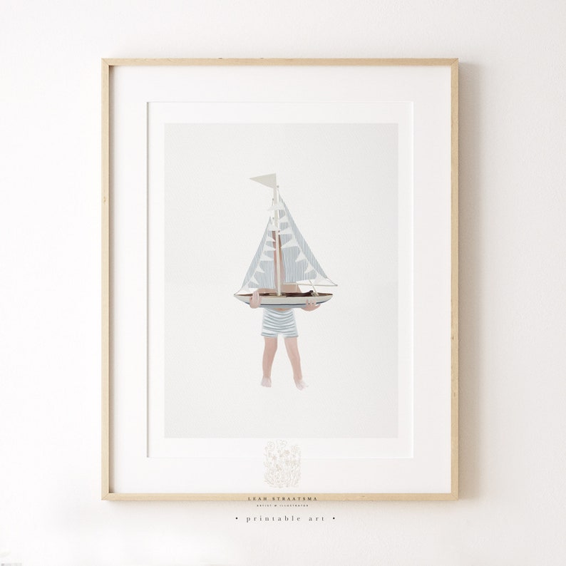 Boys Nautical Room Decor, Nautical Nursery Art, Nautical Printables, Boys Art, Boys Room Decor, Kids Room Art, Beach Decor, Boat Print zdjęcie 5