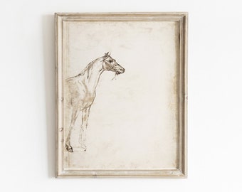 Illustration de cheval, Art vintage imprimable, Art mural imprimable, impression de cheval vintage, Art mural cheval, impression animale vintage, Art mural minimal