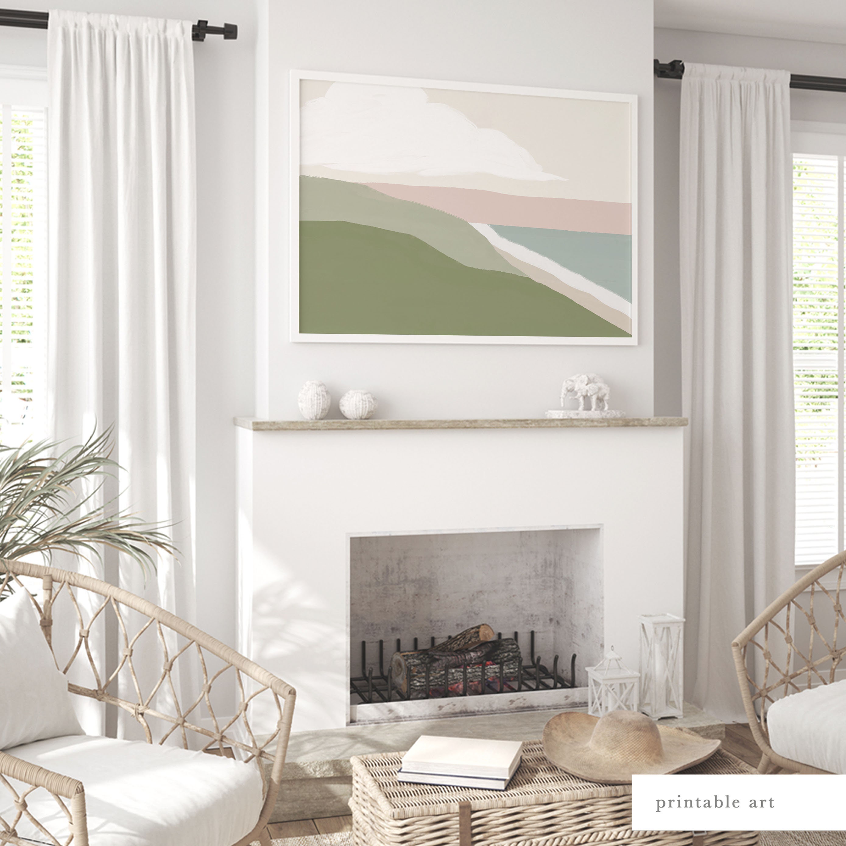 Pink Landscape Art Print Abstract Landscape Wall Art Etsy