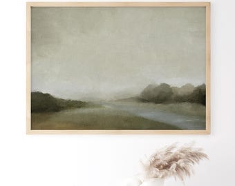 Moody Landscape Wall Art, Misty Forest Print, Printable Wall Art, Bedroom Wall Decor, Peaceful Tree Print, Neutral Nature Wall Art