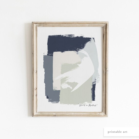 Blue Coastal Wall Art Printable Wall Art Blue Abstract Wall Etsy