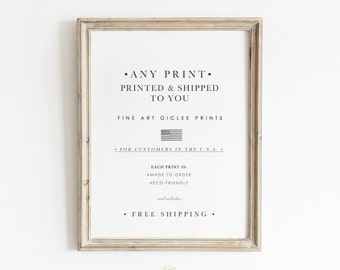Shipped Prints for US Customers, Printed Wall Art, Printed Art, Printed Sets, Wall Art Prints, Giclée Prints, Mailed Prints, Shipped Prints