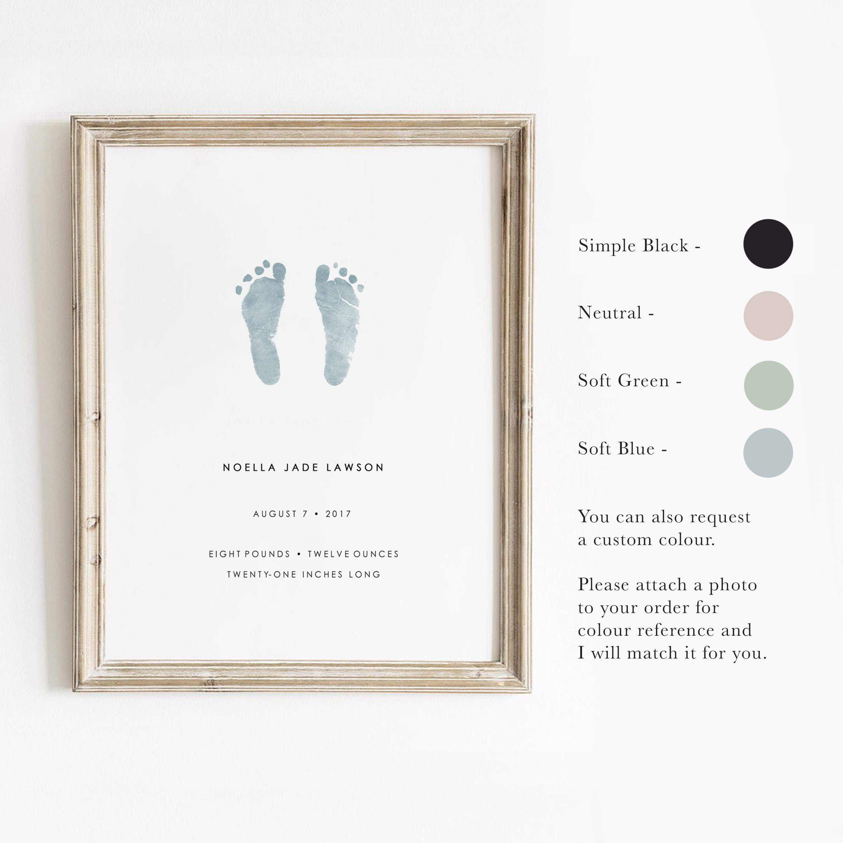Baby Footprint Art Personalized Baby Print Custom Baby Gift