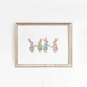Bunny Easter Egg Watercolour Print, Nursery Wall Art, Printable Wall Art, Spring Rabbit Illustration, Kids Room Decor, Easter Wall Decor
