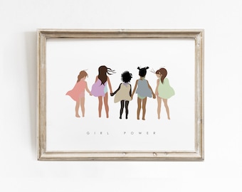 Inspirational Girl Power Illustration: Kids Empowerment Wall Art