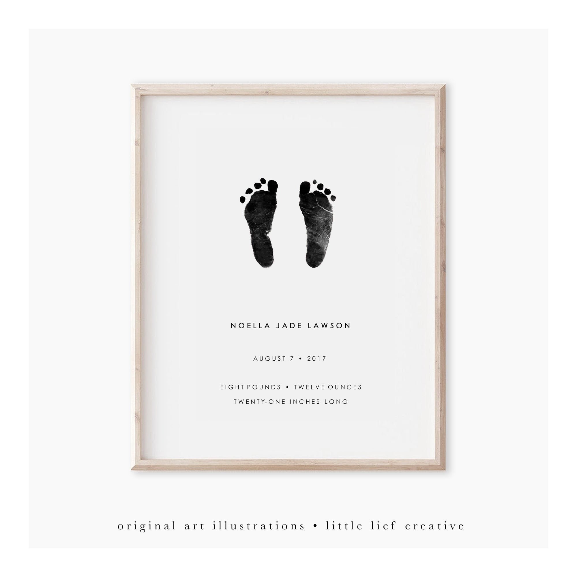 Baby Footprint Art Personalized Baby Print Custom Baby Gift Etsy