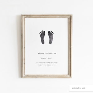 Baby Footprint Art, Personalized Baby Print, Custom Baby Gift, Footprint Keepsake, Custom Footprint, Custom Baby Art, Nursery Art, Printable